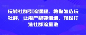 玩转社群引流课程，教你怎么玩社群，让用户裂变倍增，轻松打造社群流量池-网赚项目众筹网