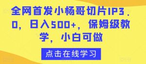 全网首发小杨哥切片IP3.0,日入500+,保姆级教学,小白可做【揭秘】-网赚项目众筹网