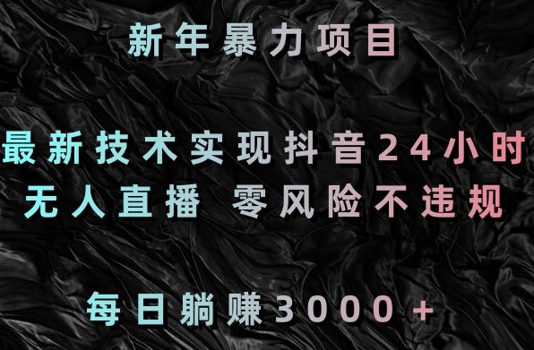 新年暴力项目，最新技术实现抖音24小时无人直播，零风险不违规，每日躺赚3000＋【揭秘】-网赚项目众筹网