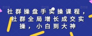社群实操课程,社群全局增长成交实操,小白到大神-网赚项目众筹网
