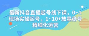 最新抖音直播起号线下课，0~1现场实操起号，1~10+放量稳号精细化运营-网赚项目众筹网