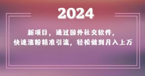 2024新项目，通过国外社交软件，快速涨粉精准引流，轻松做到月入上万【揭秘】-网赚项目众筹网