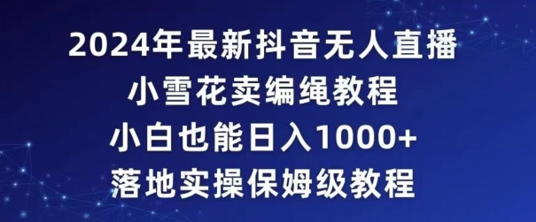 2024年抖音最新无人直播小雪花卖编绳项目，小白也能日入1000+落地实操保姆级教程【揭秘】-网赚项目众筹网