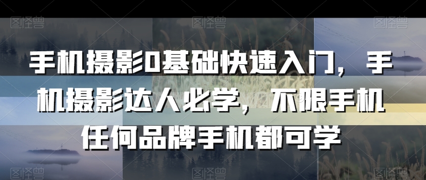 手机摄影0基础快速入门，手机摄影达人必学，不限手机任何品牌手机都可学-网赚项目众筹网