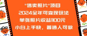 2024全年可变现玩法”售卖照片”单张照片收益1100元小白上手快,普通人可做【揭秘】-网赚项目众筹网