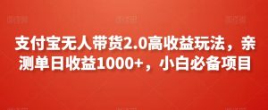 支付宝无人带货2.0高收益玩法,亲测单日收益1000+,小白必备项目【揭秘】-网赚项目众筹网