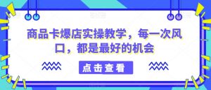商品卡爆店实操教学,每一次风口,都是最好的机会-网赚项目众筹网