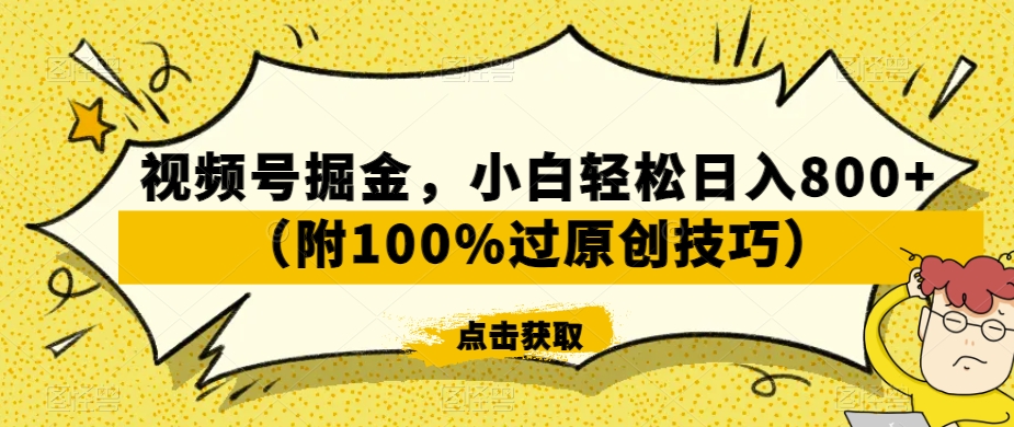 视频号掘金，小白轻松日入800+（附100%过原创技巧）【揭秘】-网赚项目众筹网