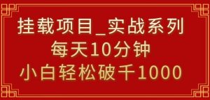 挂载项目,小白轻松破1000,每天10分钟,实战系列保姆级教程【揭秘】-网赚项目众筹网