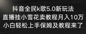 抖音全民k歌5.0新玩法,直播挂小雪花卖教程月入10万,小白轻松上手,保姆及教程来了【揭秘】-网赚项目众筹网
