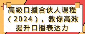 高级口播合伙人课程(2024),教你高效提升口播表达力-网赚项目众筹网