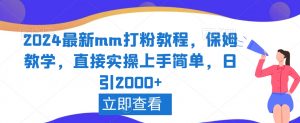 2024最新mm打粉教程,保姆教学,直接实操上手简单,日引2000+【揭秘】-网赚项目众筹网