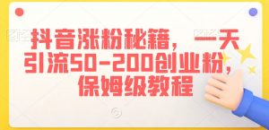 抖音涨粉秘籍,一天引流50-200创业粉,保姆级教程【揭秘】-网赚项目众筹网