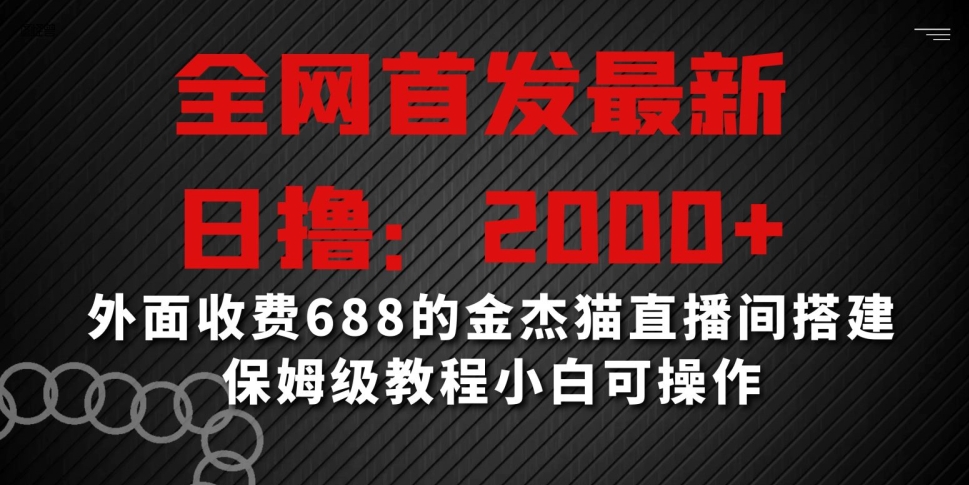 全网首发最新，日撸2000+，外面收费688的金杰猫直播间搭建，保姆级教程小白可操作【揭秘】-网赚项目众筹网