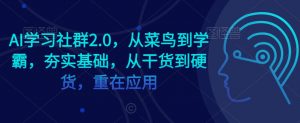 AI学习社群2.0，从菜鸟到学霸，夯实基础，从干货到硬货，重在应用-网赚项目众筹网