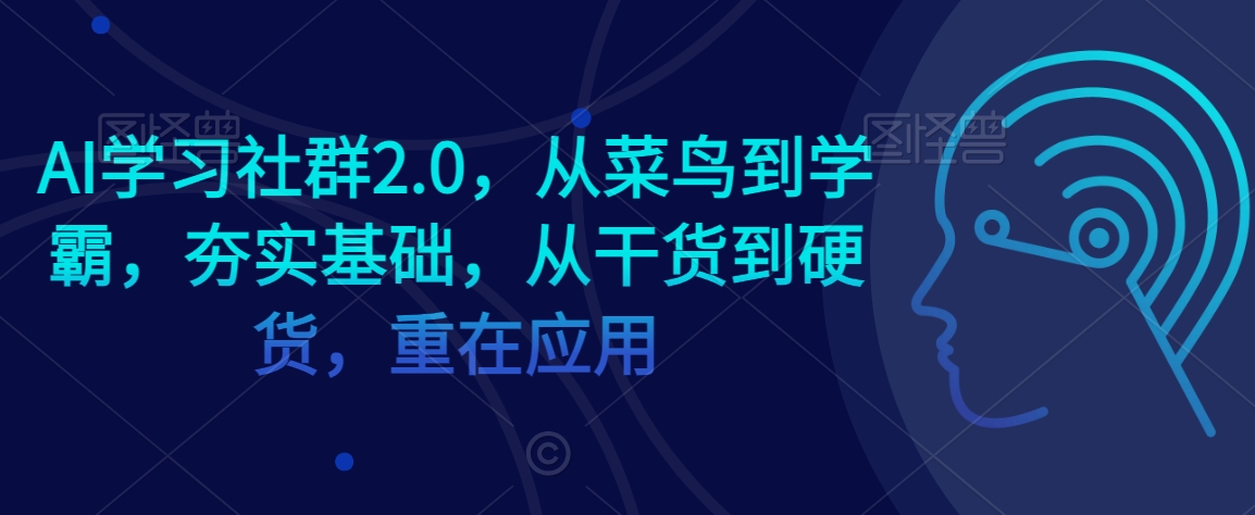 AI学习社群2.0，从菜鸟到学霸，夯实基础，从干货到硬货，重在应用-网赚项目众筹网