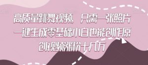 高质量跳舞视频,只需一张照片一键生成零基础小白也能创作原创视频涨粉十几万【揭秘】-网赚项目众筹网