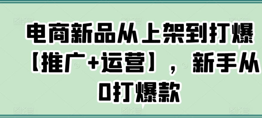 电商新品从上架到打爆【推广+运营】，新手从0打爆款-网赚项目众筹网