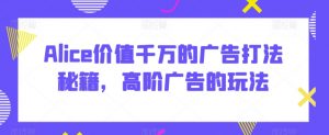 Alice价值千万的广告打法秘籍,高阶广告的玩法-网赚项目众筹网