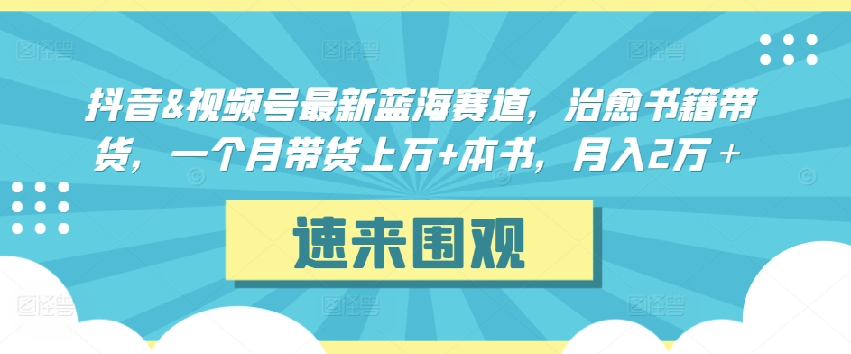 抖音&视频号最新蓝海赛道，治愈书籍带货，一个月带货上万+本书，月入2万＋【揭秘】-网赚项目众筹网