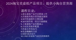 2024淘宝卖虚拟产品项目,提供小淘自营货源-网赚项目众筹网