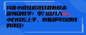 抖音最新小说挂机项目,保姆级教学,零成本月入1w+,小白轻松上手【揭秘】-网赚项目众筹网