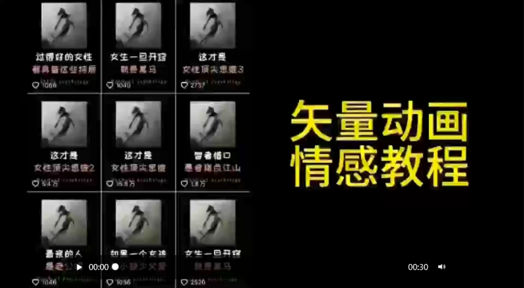 矢量动画情感教程：高点赞涨粉，适合情感、思维、创业教育等赛道-网赚项目众筹网