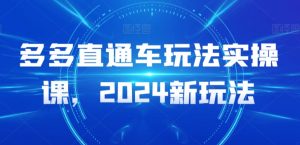 多多直通车玩法实操课，2024新玩法-网赚项目众筹网