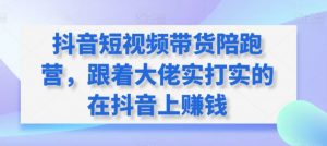 抖音短视频带货陪跑营，跟着大佬实打实的在抖音上赚钱-网赚项目众筹网