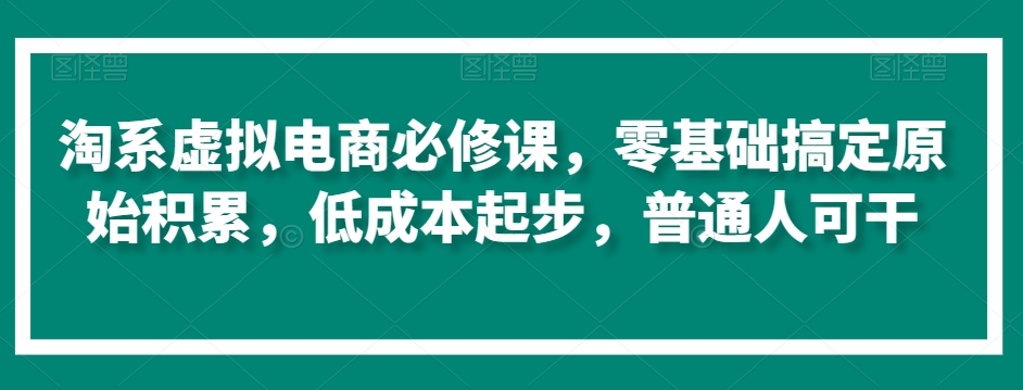 淘系虚拟电商必修课，零基础搞定原始积累，低成本起步，普通人可干-网赚项目众筹网