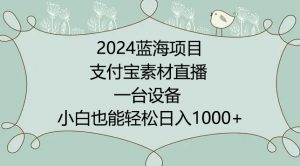 2024年蓝海项目,支付宝素材直播,无需出境,小白也能日入1000+ ,实操教程【揭秘】-网赚项目众筹网