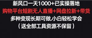 新风口一天1000+已实操落地购物平台短剧无人直播+网盘拉新+带货多种变现长期可做【揭秘】-网赚项目众筹网