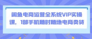 闲鱼电商运营全系统VIP实操课,1部手机随时随地电商卖货-网赚项目众筹网