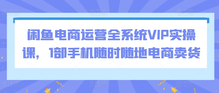闲鱼电商运营全系统VIP实操课，1部手机随时随地电商卖货-网赚项目众筹网