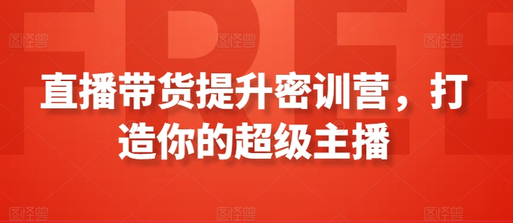 直播带货提升密训营，打造你的超级主播-网赚项目众筹网