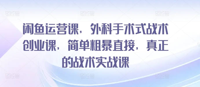 闲鱼运营课，外科手术式战术创业课，简单粗暴直接，真正的战术实战课-网赚项目众筹网