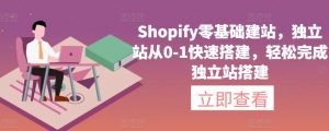 Shopify零基础建站,独立站从0-1快速搭建,轻松完成独立站搭建-网赚项目众筹网