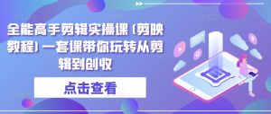 全能高手剪辑实操课(剪映教程)一套课带你玩转从剪辑到创收-网赚项目众筹网