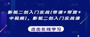 影视二创入门实战(带课+带货+中视频),影视二创入门实战课-网赚项目众筹网