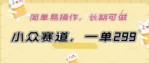 小众赛道，一单299.简单易操作，长期可做【揭秘】-网赚项目众筹网