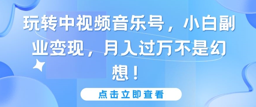 玩转中视频音乐号，小白副业变现，月入过万不是幻想【揭秘】-网赚项目众筹网