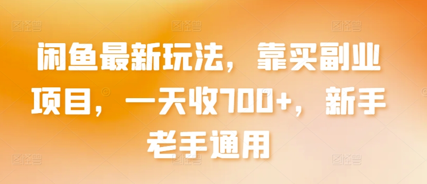 闲鱼最新玩法，靠买副业项目，一天收700+，新手老手通用【揭秘】-网赚项目众筹网