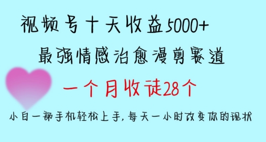 十天收益5000+，多平台捞金，视频号情感治愈漫剪，一个月收徒28个，小白一部手机轻松上手【揭秘】-网赚项目众筹网