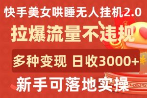 快手美女哄睡无人挂机2.0.拉爆流量不违规,多种变现途径,日收3000+,新手可落地实操【揭秘】-网赚项目众筹网