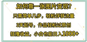 如何靠一张图片变现?只需简单几步,轻松俘获流量,3天起号,作品轻松过原创【揭秘】-网赚项目众筹网