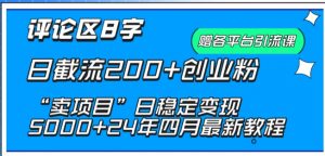 抖音评论区8字日截流200+创业粉 “卖项目”日稳定变现5000+【揭秘】-网赚项目众筹网