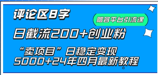抖音评论区8字日截流200+创业粉 “卖项目”日稳定变现5000+【揭秘】-网赚项目众筹网