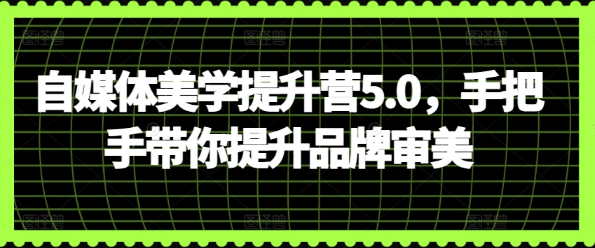 自媒体美学提升营5.0，手把手带你提升品牌审美-网赚项目众筹网
