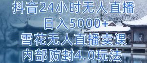 抖音24小时无人直播 日入5000+,雪花无人直播卖课,内部防封4.0玩法【揭秘】-网赚项目众筹网