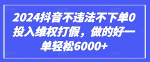2024抖音不违法不下单0投入维权打假，做的好一单轻松6000+【仅揭秘】-网赚项目众筹网